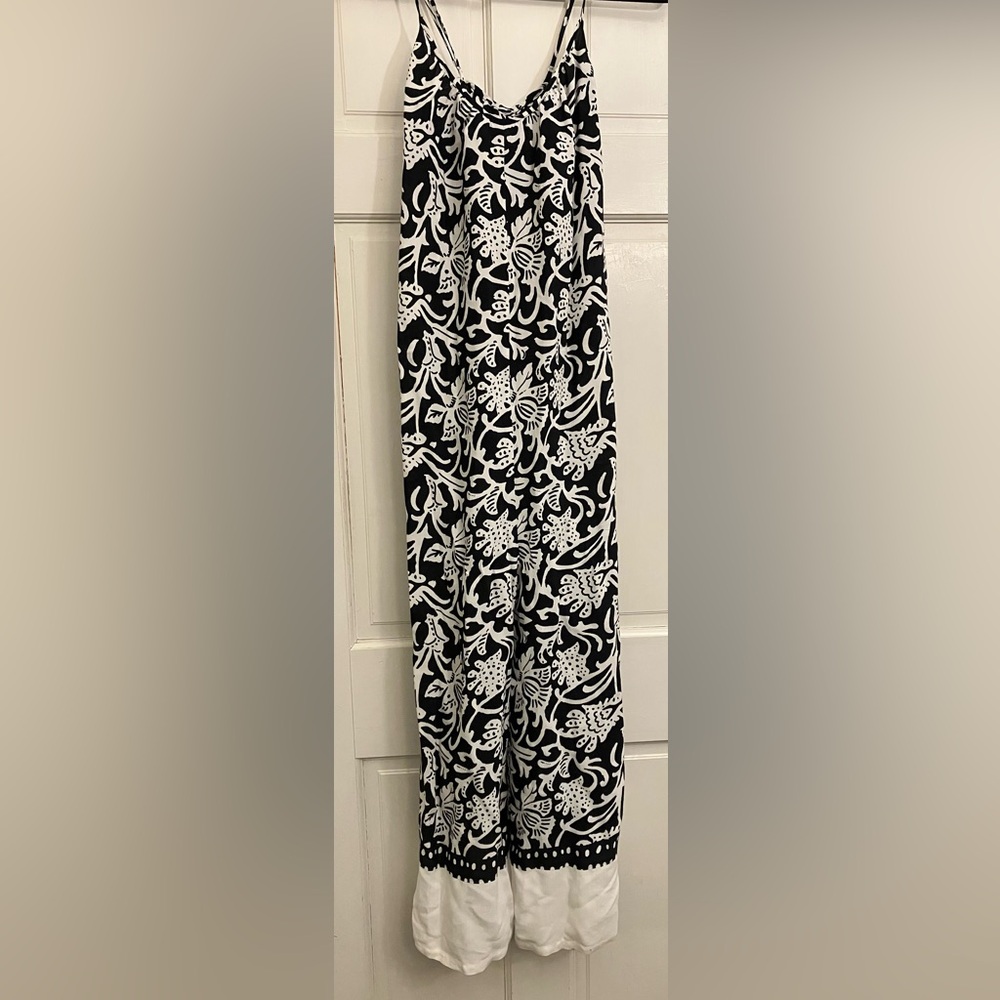 LOFT jumpsuit, EUC, border print at bottom hem